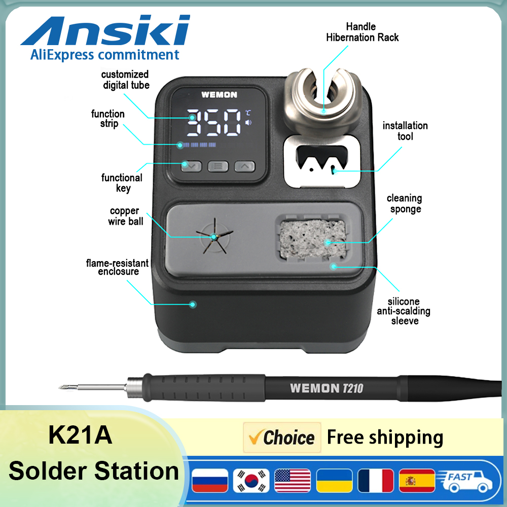 Soldering Iron Temperature Probe - Stacja lutownicza ANSIKI K21A T210 100-480