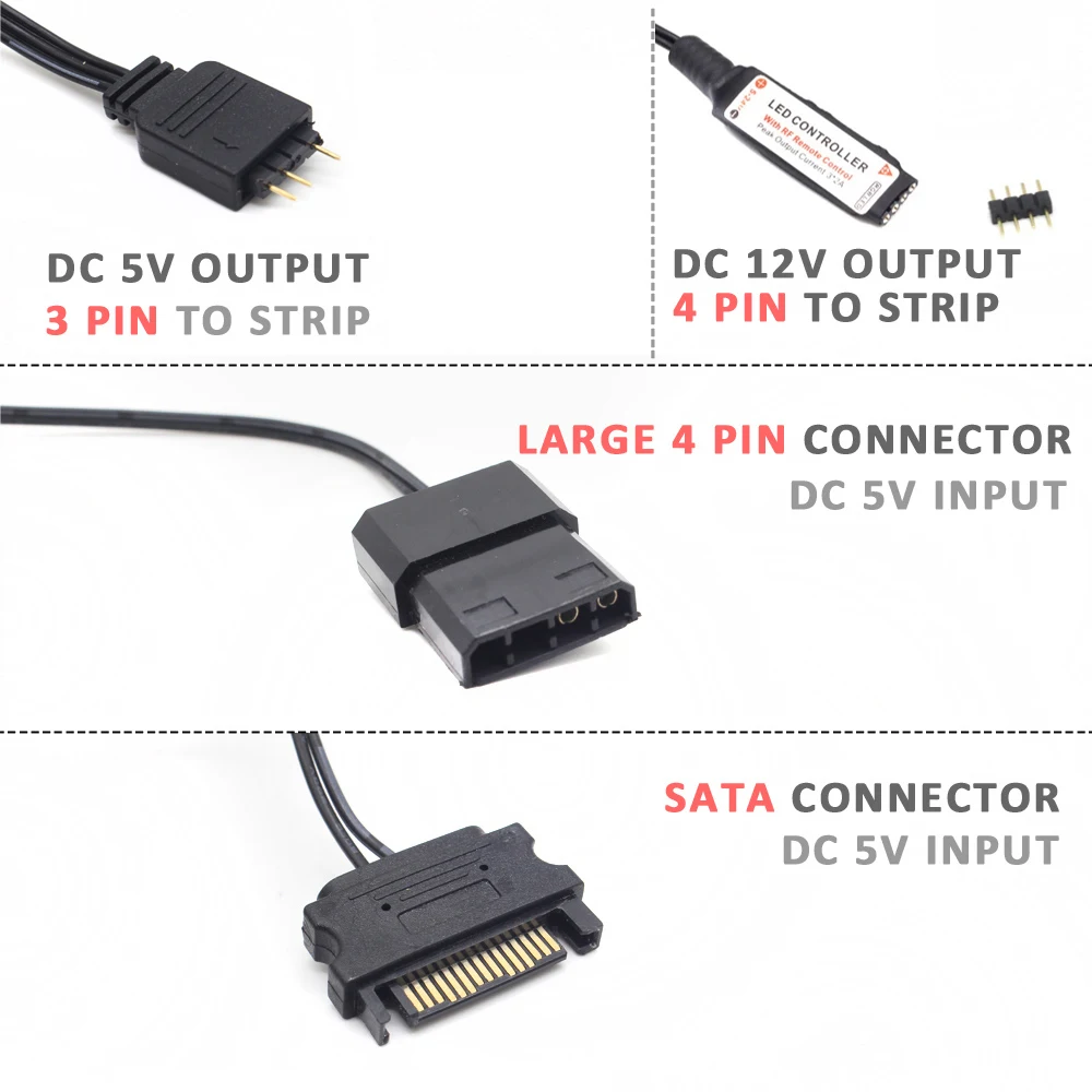 SATA Molex RGB Controller 5V 3 – Ws2812B Strip 5V recenzja i cena